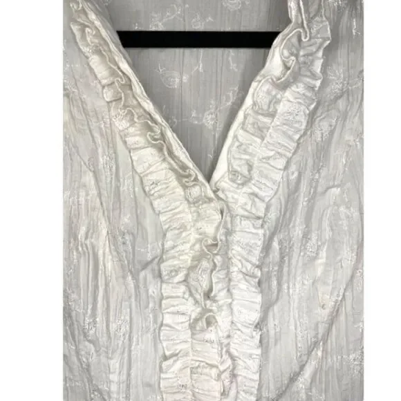 Denver Hayes White Womens Button Down V Neck Shirts Long Sleeve. - Picture 13 of 14